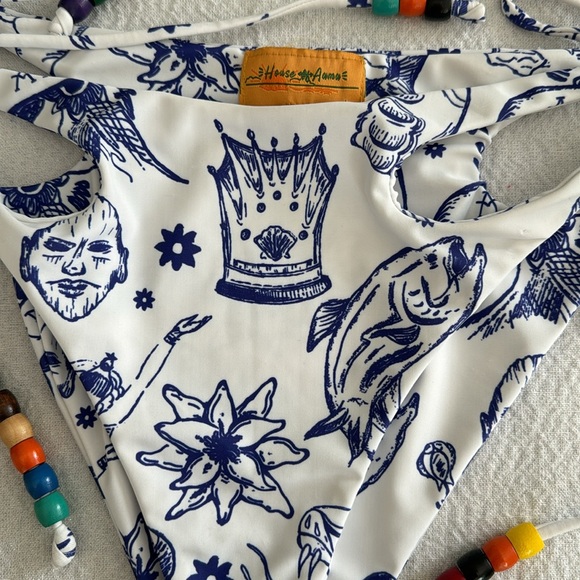 HOUSE OF AAMA Tattoo Bikini with Vintage Beads, Size 6, $390 - Picture 12 of 17